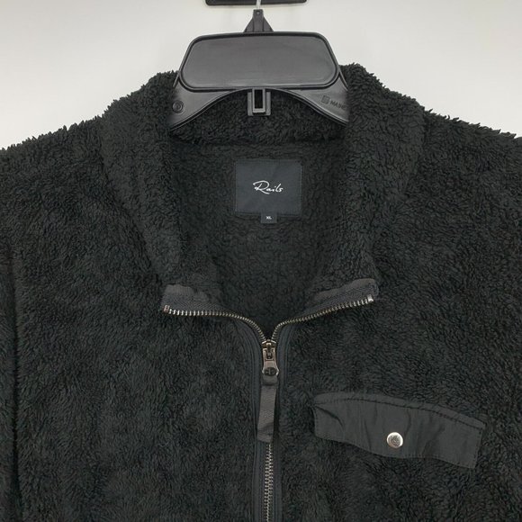 Rails Austin Jacket Fleece Teddy Black Full Zip Fuzzy - Picture 5 of 9